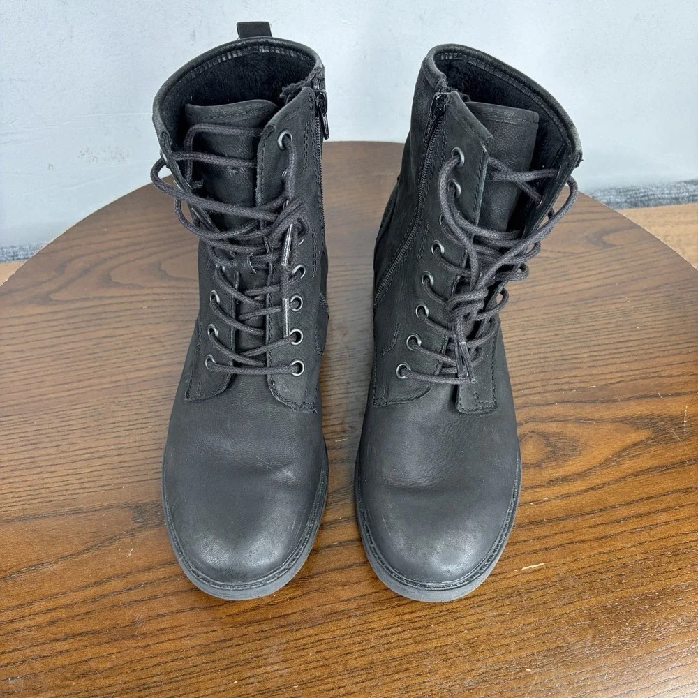 Josef Seibel Selena Combat Boot Women's 36 / 5 Black Nubuck Waterproof Ankle Zip